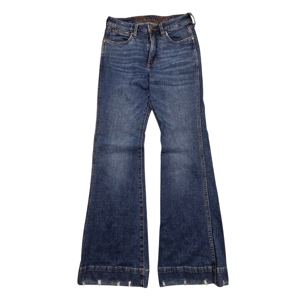 Wrangler Retro High Rise Trouser Jeans Blue Hemp Blend Womens 26x32 Flare